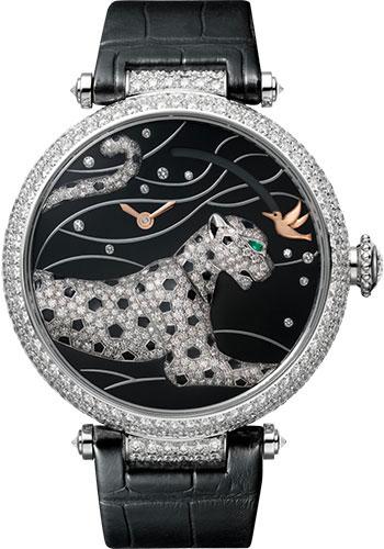 Cartier Pantheres Et Colibri Watch - 42.75 mm White Gold Diamond Case - White Gold Dial - Black Alligator Strap - HPI00776 - Luxury Time NYC