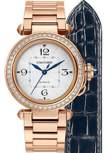 Load image into Gallery viewer, Cartier Pasha de Cartier Watch - 35 mm Pink Gold Case - Silver Dial - Bracelet - Second Navy Blue Alligator Strap - WJPA0013 - Luxury Time NYC