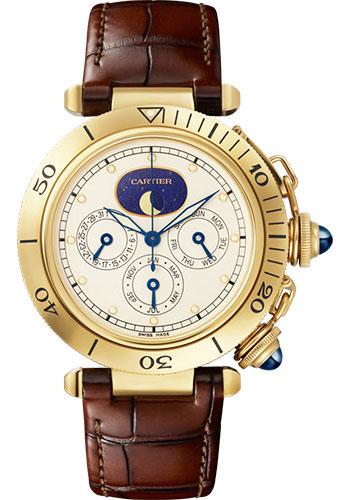 Cartier Pasha de Cartier Watch - 38 mm Yellow Gold Case - Silvered Dial - Brown Alligator Strap Limited Edition of 100 - WGPA0022 - Luxury Time NYC