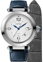 Load image into Gallery viewer, Cartier Pasha de Cartier Watch - 41 mm Steel Case - Silver Dial - Dark Gray And Navy Alligator Straps - WSPA0010 - Luxury Time NYC