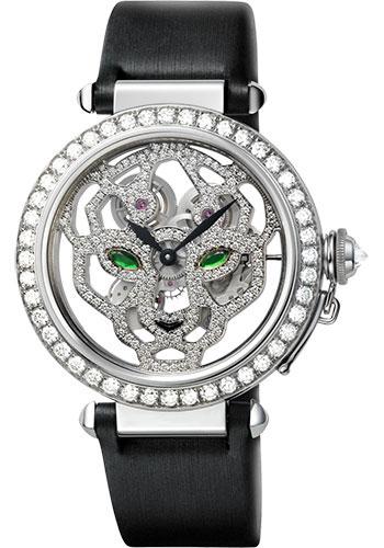 Cartier Pasha Skeleton Watch - 42 mm White Gold Diamond Case - White Gold Dial - Black Fabric Strap - HPI00365 - Luxury Time NYC