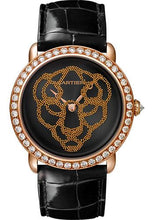 Load image into Gallery viewer, Cartier Revelation D&#39;Une Panthere Watch - 37 mm Pink Gold Diamond Case - Black Dial - Black Alligator Strap - HPI01259 - Luxury Time NYC