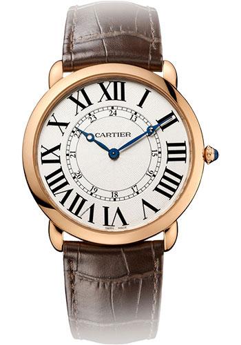 Cartier Ronde Louis Cartier 42 MM Watch - 42 mm Pink Gold Case - Dark Brown Alligator Strap - W6801004 - Luxury Time NYC