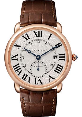 Cartier Ronde Louis Cartier Watch - 40 mm Pink Gold Case - Brown Alligator Strap - W6801005 - Luxury Time NYC