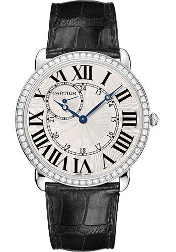 Cartier Ronde Louis Cartier Watch - Extra large White Gold Diamond Case - Alligator Strap - WR007002 - Luxury Time NYC