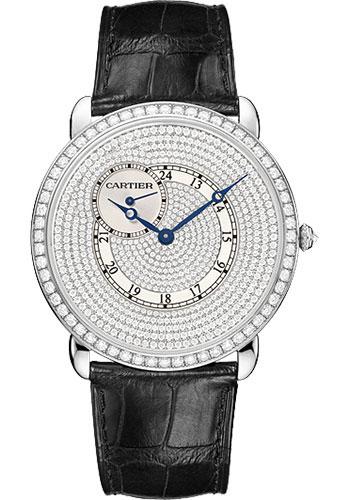 Cartier Ronde Louis Cartier Watch - Extra large White Gold Diamond Case - Full Diamond Paved Dial - Alligator Strap - WR007003 - Luxury Time NYC