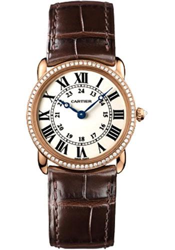 Cartier Ronde Louis Cartier Watch - Small Pink Gold Diamond Case - Alligator Strap - WR000351 - Luxury Time NYC