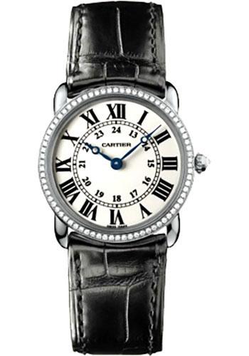 Cartier Ronde Louis Cartier Watch - Small White Gold Diamond Case - Alligator Strap - WR000251 - Luxury Time NYC