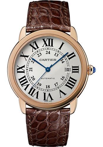 Cartier Ronde Solo de Cartier Extra Large Model Watch - 42 mm Pink Gold And Steel Case - Matt Brown Alligator Strap - W6701009 - Luxury Time NYC