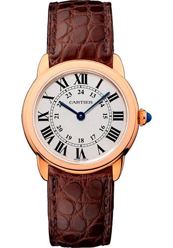 Cartier Ronde Solo De Cartier Watch - 29.5 mm Pink Gold Case - Brown Alligator Strap - W6701007 - Luxury Time NYC