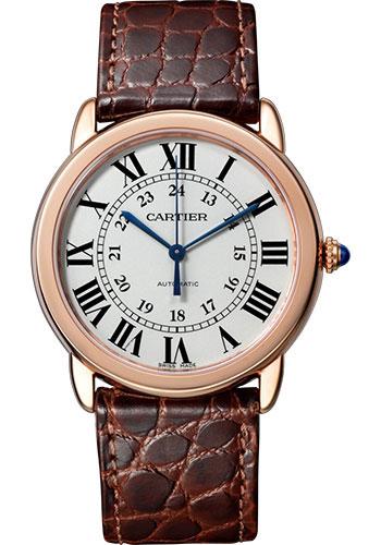 Cartier Ronde Solo de Cartier Watch - 36 mm Pink Gold And Steel Case - Brown Alligator Strap - W2RN0008 - Luxury Time NYC