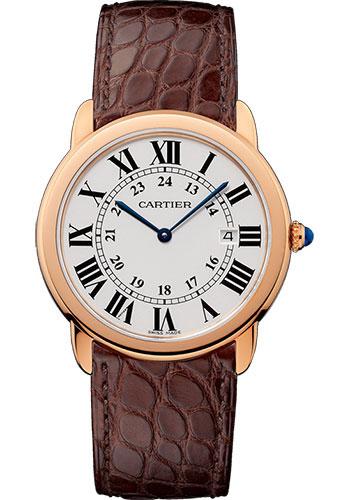 Cartier Ronde Solo De Cartier Watch - 36 mm Pink Gold Case - Brown Alligator Strap - W6701008 - Luxury Time NYC