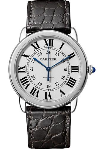 Cartier Ronde Solo Watch - 36 mm Steel Case - Black Round-Scale Alligator Strap - WSRN0013 - Luxury Time NYC