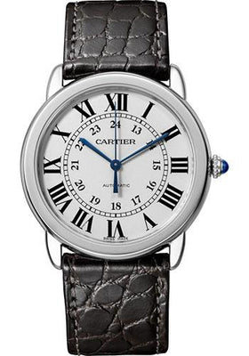Cartier Ronde Solo Watch - 36 mm Steel Case - Black Round-Scale Alligator Strap - WSRN0013 - Luxury Time NYC