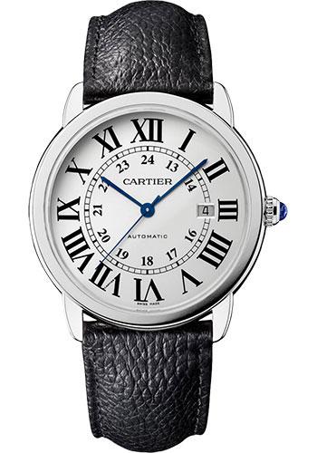 Cartier Ronde Solo Watch - 42 mm Steel Case - Black Grained Calfskin Strap - WSRN0022 - Luxury Time NYC