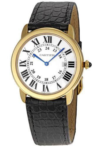 Cartier Ronde Solo Watch - Large Yellow Gold Case - Alligator Strap - W6700455 - Luxury Time NYC