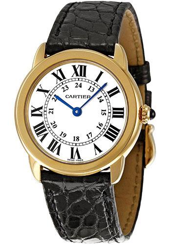 Cartier Ronde Solo Watch - Small Yellow Gold Case - Alligator Strap - W6700355 - Luxury Time NYC