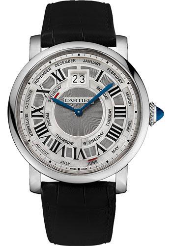 Cartier Rotonde de Cartier Annual Calendar Watch - 45 mm White Gold Case - Slate Dial - Black Alligator Strap - W1580002 - Luxury Time NYC