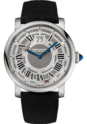 Cartier Rotonde de Cartier Annual Calendar Watch - 45 mm White Gold Case - Slate Dial - Black Alligator Strap - W1580002 - Luxury Time NYC