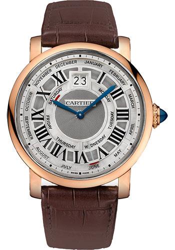 Cartier Rotonde de Cartier Annual Calendar Watch - 45 mm White Gold Case - Slate Dial - Brown Alligator Strap - W1580001 - Luxury Time NYC