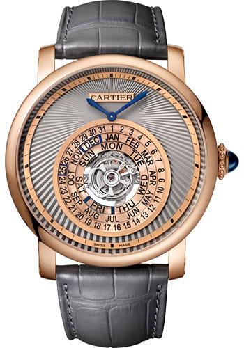 Cartier Rotonde de Cartier Astrocalendaire Watch - 45 mm Pink Gold Case - Gray Dial - Gray Alligator Strap - WHRO0027 - Luxury Time NYC