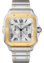 Load image into Gallery viewer, Cartier Santos de Cartier Chronograph Watch - 43.3 mm Gold And Steel Case - Silver Dial - Steel Bracelet - W2SA0008 - Luxury Time NYC