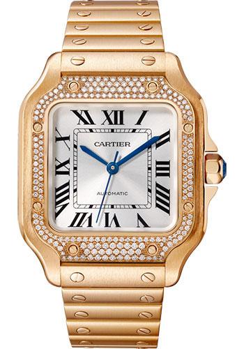 Cartier Santos de Cartier Watch - 35.1 mm Pink Gold Case - Diamond Bezel - WJSA0009 - Luxury Time NYC