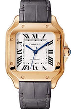 Load image into Gallery viewer, Cartier Santos de Cartier Watch - 35.1 mm Pink Gold Case - Silvered Dial - Alligator And Calfskin Strap - WGSA0028 - Luxury Time NYC