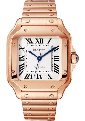 Cartier Santos de Cartier Watch - 35.1 mm Rose Gold Case - Silvered Opaline Dial - 18K Rose Gold Bracelet - WGSA0031 - Luxury Time NYC
