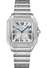 Load image into Gallery viewer, Cartier Santos de Cartier Watch - 35.1 mm Steel Case - Diamond Bezel - Sunray Dial - Interchangeable Bracelet - W4SA0005 - Luxury Time NYC