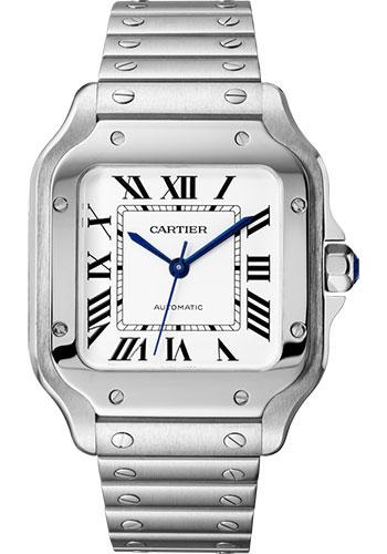 Cartier Santos de Cartier Watch - 35.1 mm Steel Case - Silvered Dial - WSSA0029 - Luxury Time NYC