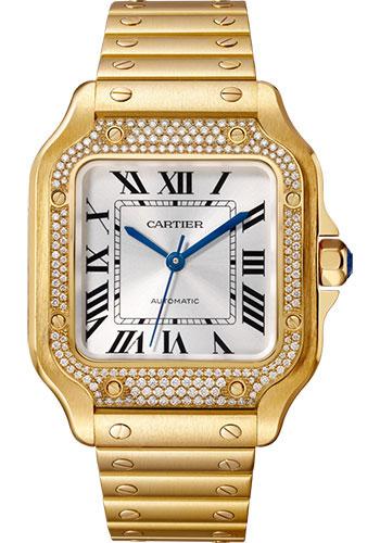 Cartier Santos de Cartier Watch - 35.1 mm Yellow Gold Case - Diamond Bezel - Both Bracelet - WJSA0010 - Luxury Time NYC