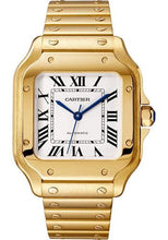 Load image into Gallery viewer, Cartier Santos de Cartier Watch - 35.1 mm Yellow Gold Case - Silvered Opaline Dial - Alligator Skin Bracelet - WGSA0030 - Luxury Time NYC