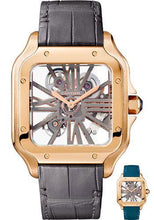 Load image into Gallery viewer, Cartier Santos de Cartier Watch - 39.8 mm Pink Gold Case - Skeleton Dial - Dark Grey Alligator Strap - Quickswitch Bracelet - WHSA0010 - Luxury Time NYC