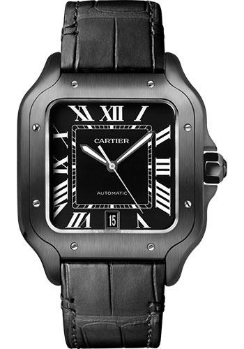 Cartier Santos de Cartier Watch - 39.8 mm Steel And Adlc Case - Black Dial - Both Bracelet - Rubber Strap - WSSA0039 - Luxury Time NYC