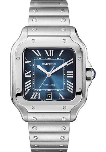 Cartier Santos de Cartier Watch - 39.8 mm Steel Case - Graduated Blue Dial - WSSA0030 - Luxury Time NYC