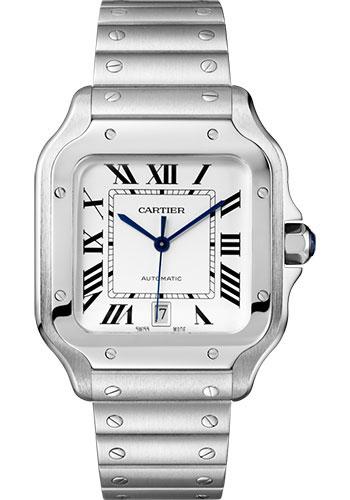 Cartier Santos de Cartier Watch - 39.8 mm Steel Case - Silvered Dial - WSSA0018 - Luxury Time NYC
