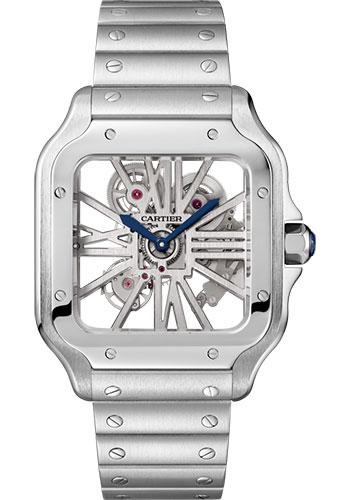 Cartier Santos de Cartier Watch - 39.8 mm Steel Case - Skeleton Dial - WHSA0015 - Luxury Time NYC