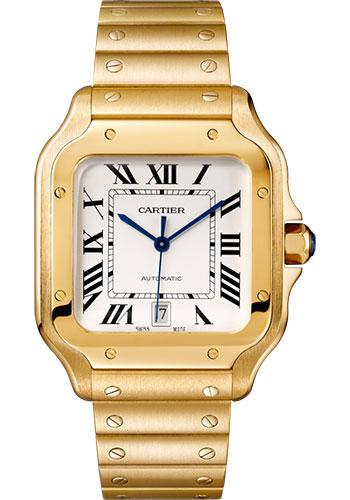 Cartier Santos de Cartier Watch - 39.8 mm Yellow Gold Case - Silvered Dial - Second Bracelet - WGSA0029 - Luxury Time NYC