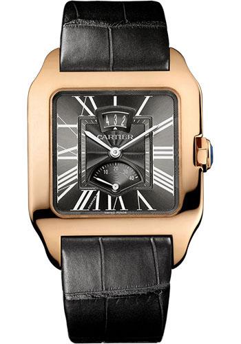 Cartier Santos Dumont Power Reserve Watch - 38 mm Pink Gold Case - Gray Dial - Gray Alligator Strap - W2020068 - Luxury Time NYC
