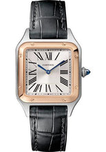Load image into Gallery viewer, Cartier Santos-Dumont Watch - 38 mm Pink Gold And Steel Case - Silver Dial - Black Strap - W2SA0012 - Luxury Time NYC
