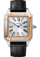 Load image into Gallery viewer, Cartier Santos-Dumont Watch - 46.6 mm x 33.9 mm Steel Case - Pink Gold Bezel - Silver Dial - Black Leather Strap - W2SA0017 - Luxury Time NYC
