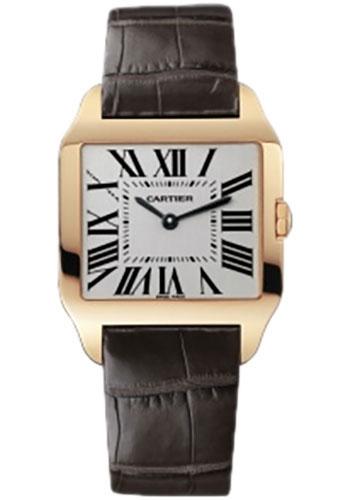 Cartier Santos-Dumont Watch - Small Pink Gold Case - Silver Dial - Alligator Strap - W2009251 - Luxury Time NYC