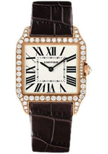 Load image into Gallery viewer, Cartier Santos-Dumont Watch - Small Pink Gold Diamond Case - Silver Dial - Alligator Strap - WH100351 - Luxury Time NYC