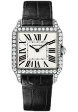 Load image into Gallery viewer, Cartier Santos-Dumont Watch - Small White Gold Diamond Case - Silver Dial - Alligator Strap - WH100251 - Luxury Time NYC