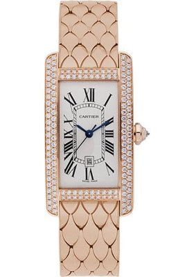Cartier Tank Americaine Medium Model Watch - 41.6 x 22.6 mm Pink Gold Diamond Case - WB710010 - Luxury Time NYC
