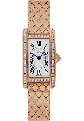 Cartier Tank Americaine Small Model Watch - 19 x 34.8 mm Pink Gold Diamond Case - WB710008 - Luxury Time NYC
