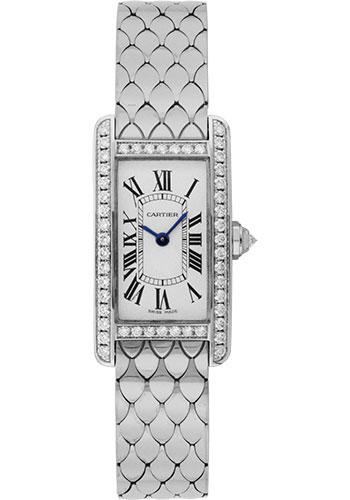 Cartier Tank Americaine Small Model Watch - 19 x 34.8 mm White Gold Diamond Case - WB710009 - Luxury Time NYC