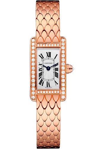 Cartier Tank Americaine Watch - 27 mm Pink Gold Diamond Case - Diamond Bezel - Diamond Dial - WB710012 - Luxury Time NYC