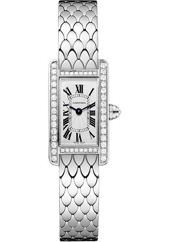 Cartier Tank Americaine Watch - 27 mm White Gold Diamond Case - Diamond Bezel - Diamond Dial - WB710013 - Luxury Time NYC